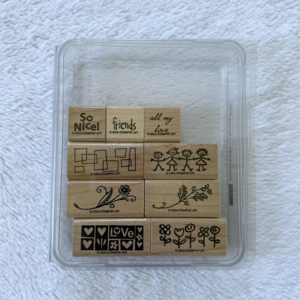 Stampin Up Smorgasborders Wood Mount Set Of 9 2004